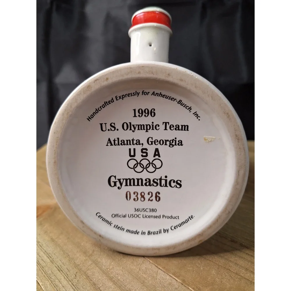 Budweiser 1996 Atlanta Olympic Team Gymnastics Beer Stein Ceramarte USA 03826